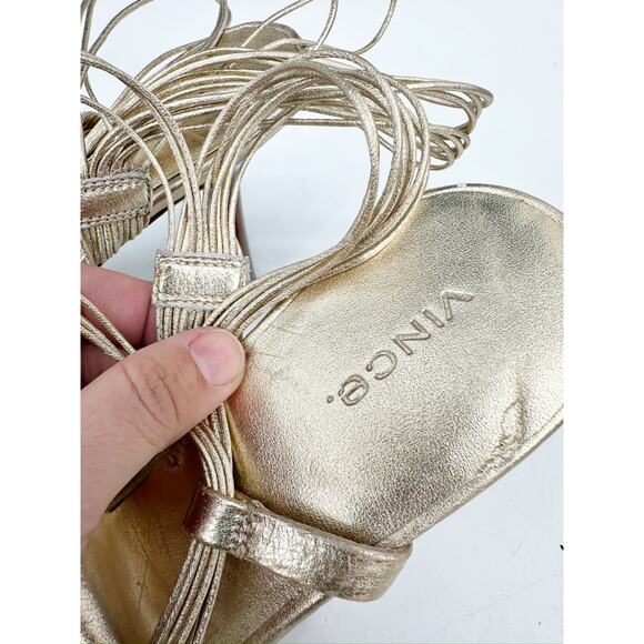 Vince Qala Strappy Champagne Gold High Heeled Sandals Size 9M - Picture 6 of 7